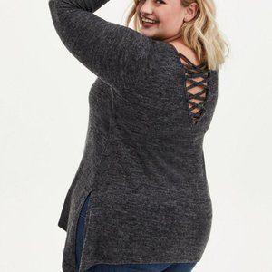 Torrid Super Soft Plush Lace-Up Back Tunic Sweatshirt 0